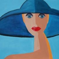 Vrouw met blauwe hoed
